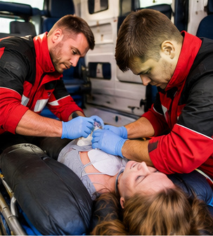 Protective gloves and first aid equipment