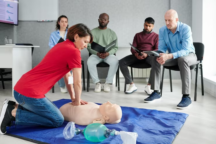 Instructor demonstrating CPR